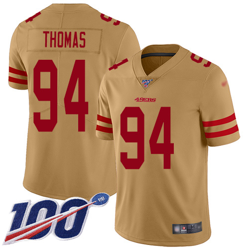 San Francisco 49ers Limited Gold Men Solomon Thomas NFL Jersey #94 100th Season Vapor Untouchable Inverted->youth nfl jersey->Youth Jersey